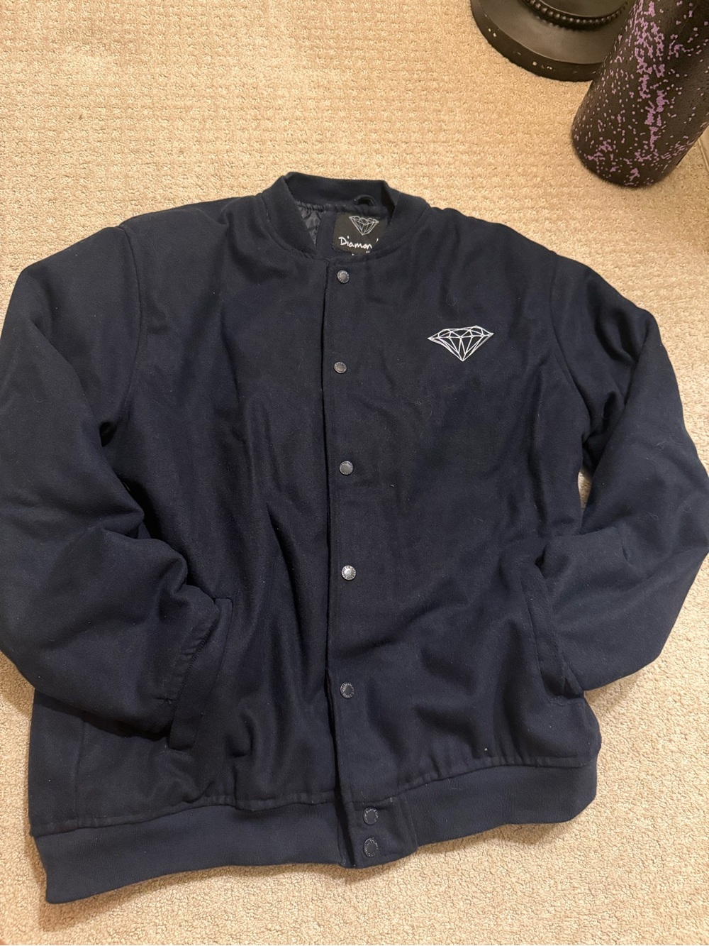 Diamond Supply Co. Navy Blue Varsity Bomber Jacket with Diamond Logo